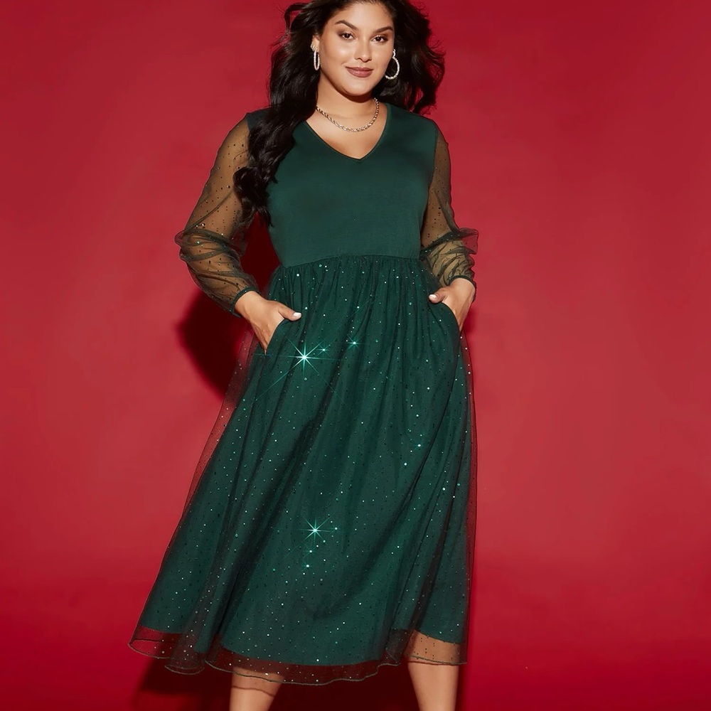 BloomChic Forest Green Midi Dress
